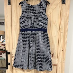 Navy and White pattern Tahari ASL Dress